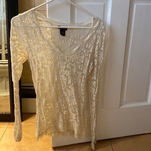 Sheer cream long sleeve brand Moda size small